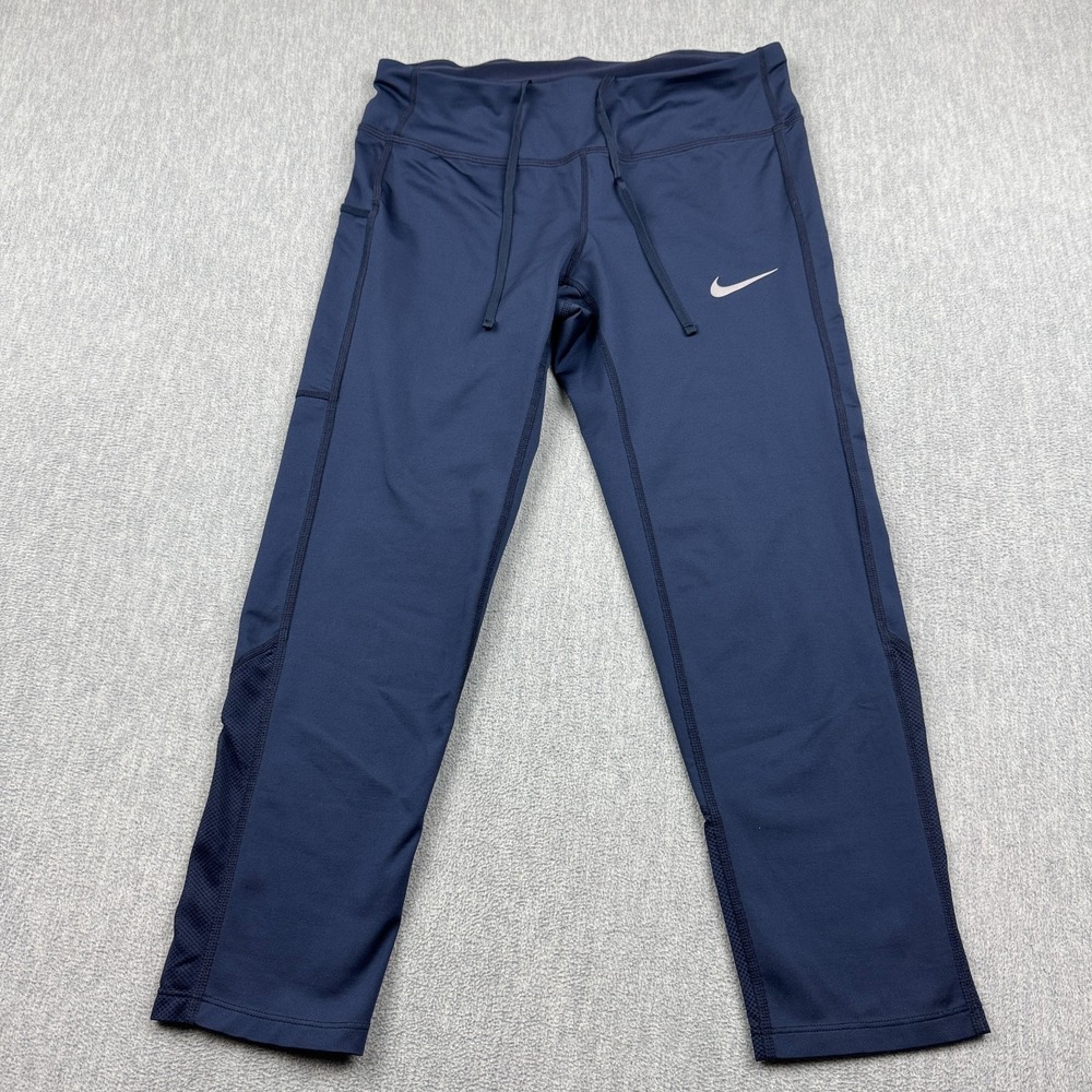 Nike Tight Womens Small Blue Dri-Fit Power Racer Training Crop Yoga Gym Leggings